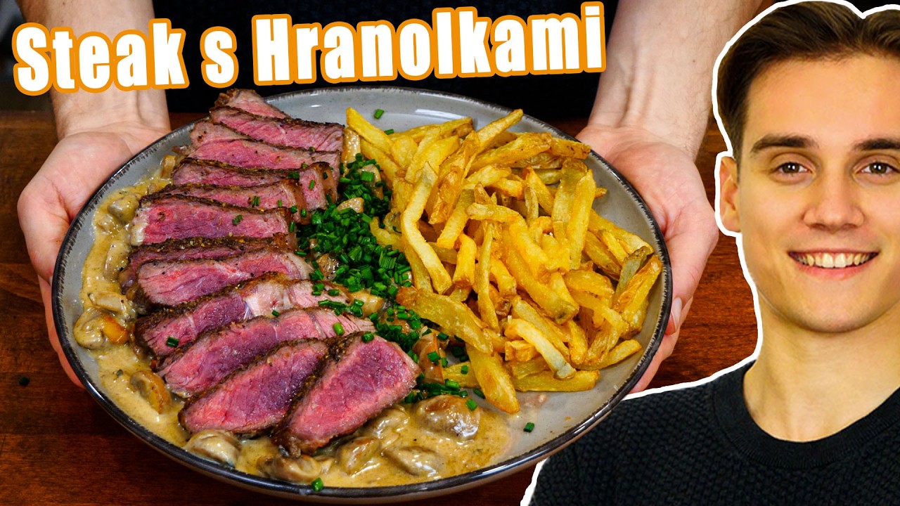Najlepší ŠŤAVNATÝ STEAK doma 🥩 + chrumkavé hranolky & krémová šampiňónová omáčka!