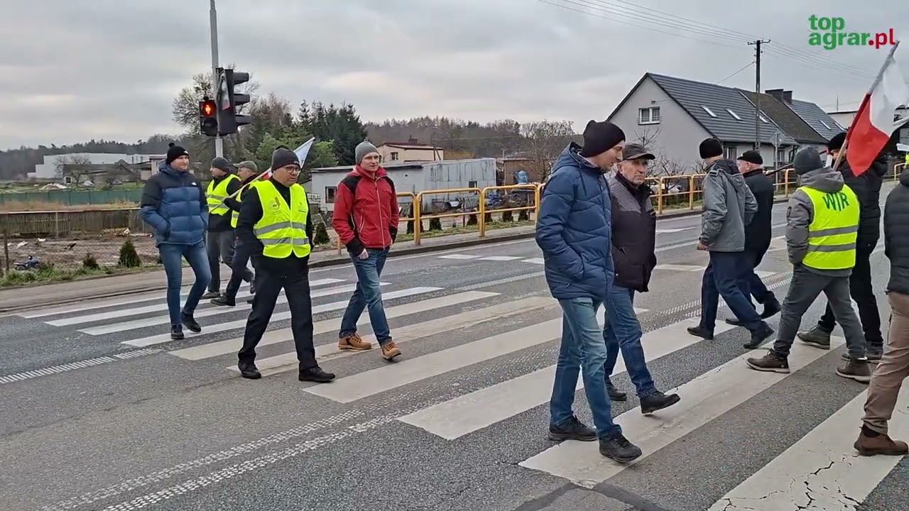 Protest rolnik&oacute;w na DK10 w Kosztowie. &bdquo;Ceny jak 20 lat temu&rdquo;