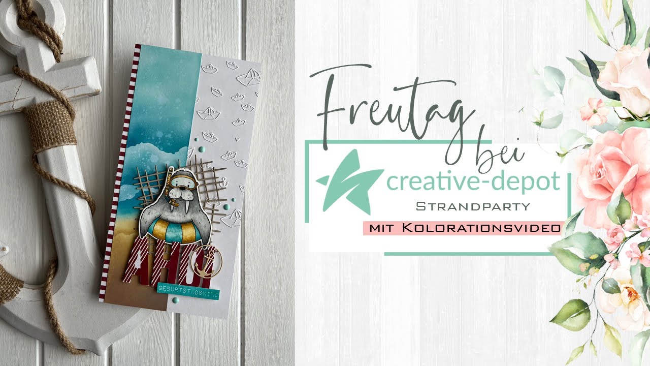 FREUTAG | Strandparty | Creative-Depot | Kolorieren mit Aquarellmarker & Polychromos | Mai 2023