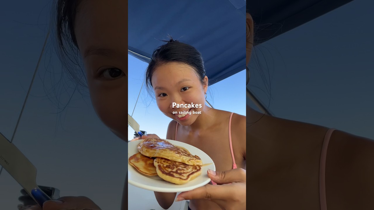 Easy pancakes on the boat 🥞 #shorts #cooking #food #recipe #vegetarian #yummy #breakfast #boat