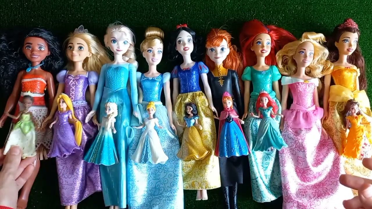 ASMR Most Popular Disney Princess Mattel Dolls   lots of colorful rainbow Dresses   unpacking toys 