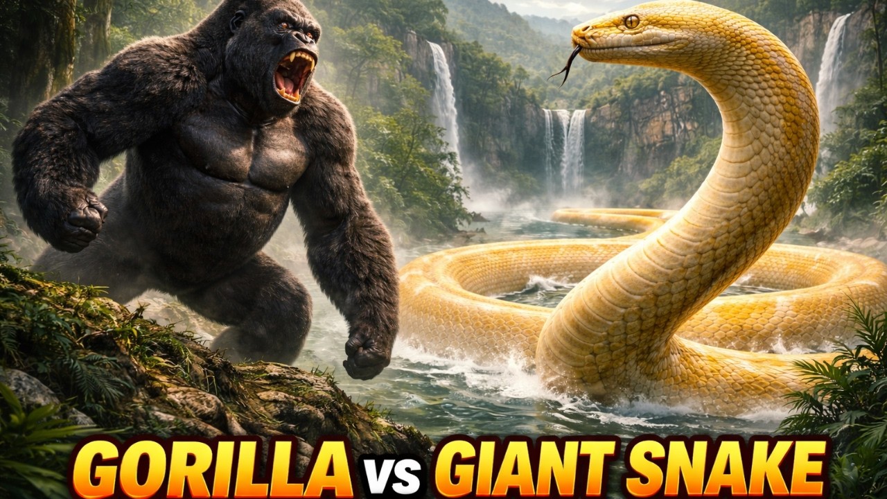 ⚡“THE ULTIMATE JUNGLE BATTLE – Gorilla vs Giant Snake”#WildlifeStory#AnimalBattle#GorillaStory