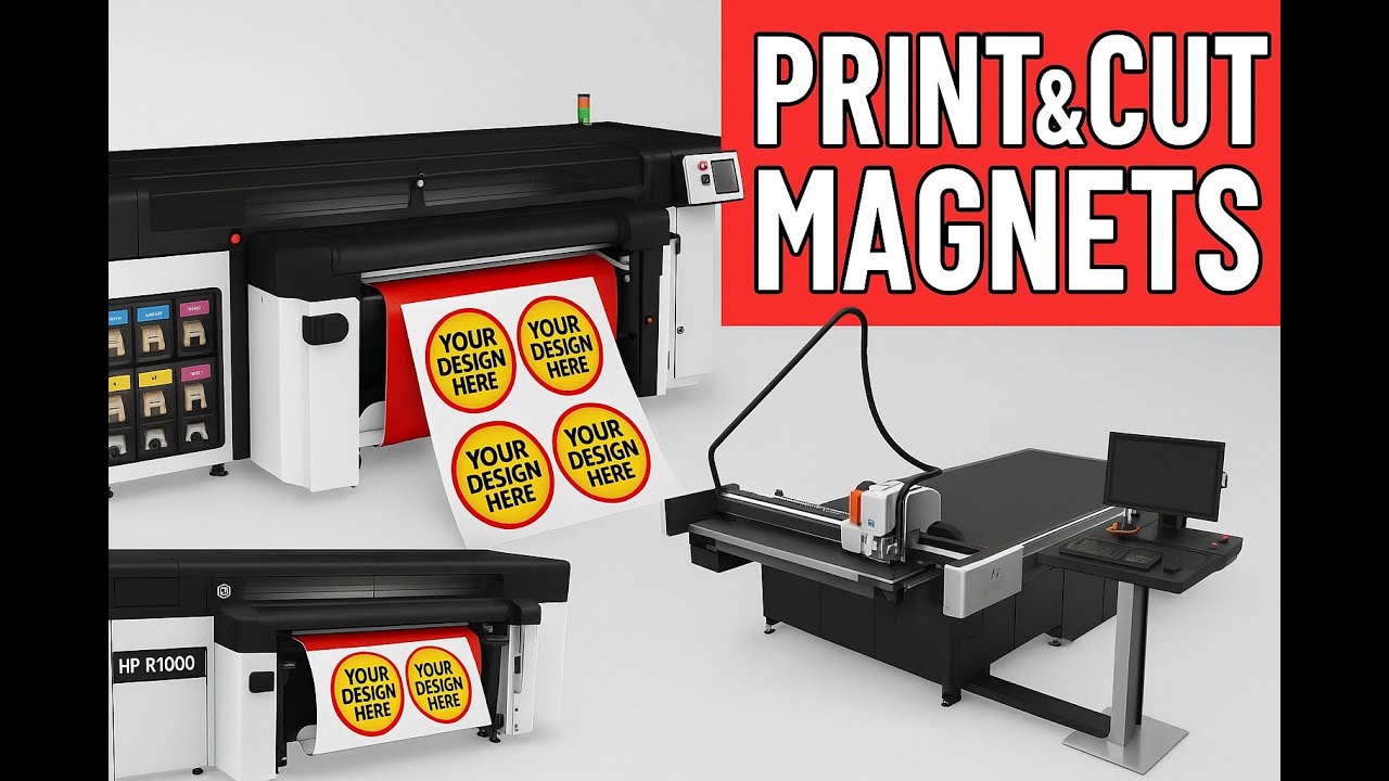 Printing Custom Magnets on HP R1000 Latex Printer  Precision Cutting on Esko Kongsberg X24