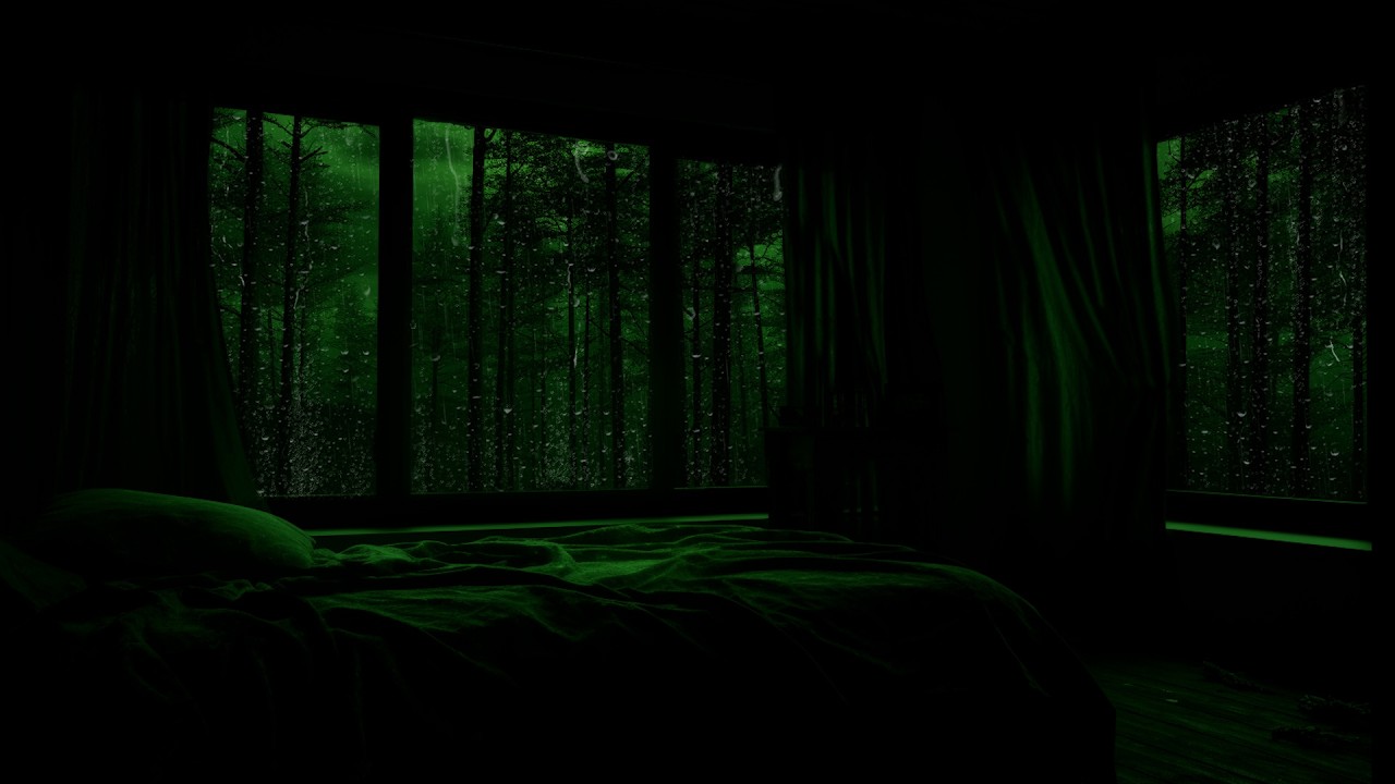 Night Rain Drizzling on Forest Window | Peaceful Ambience for Stress Relief and Sleep