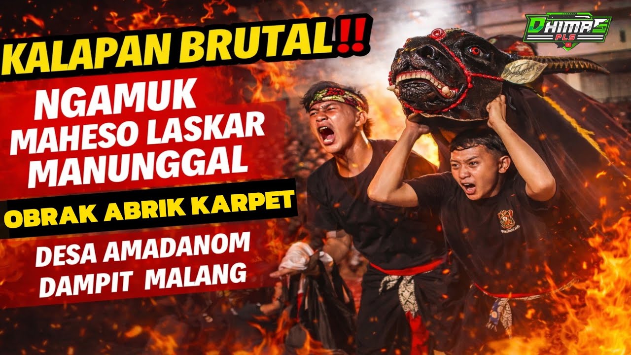 KALAPAN BRUTAL‼️ MAHESO LASKAR MANUNGGAL OBTAK ABRIK KARPET DESA AMADANOM DAMPIT MALANG