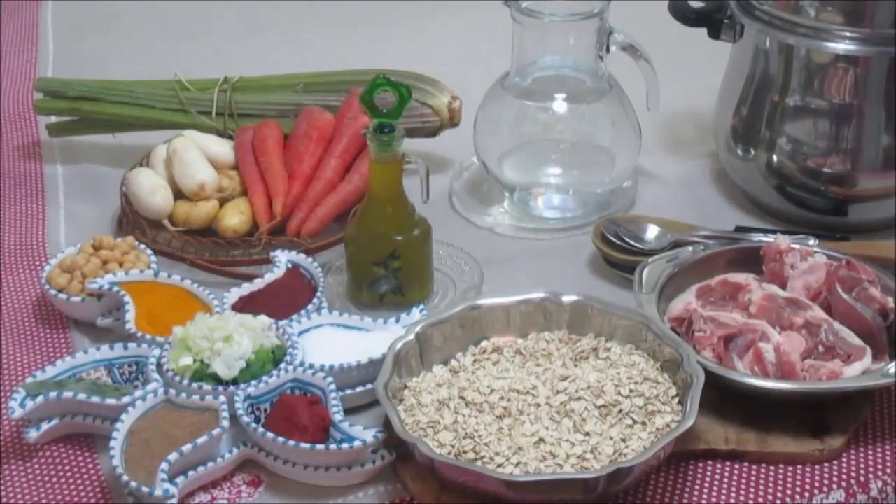 Flocons d'avoine à la viande d'agneau شوفان مفوّر بالخضر ولحم الخروف