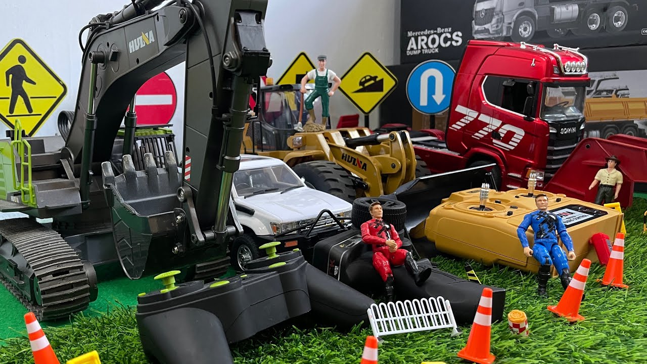 RC #36 R/C ciężar&oacute;wka konstruksi, wywrotka huina, przyczepa do ciężar&oacute;wki, truk molen, koparka, ładowarka rc huina