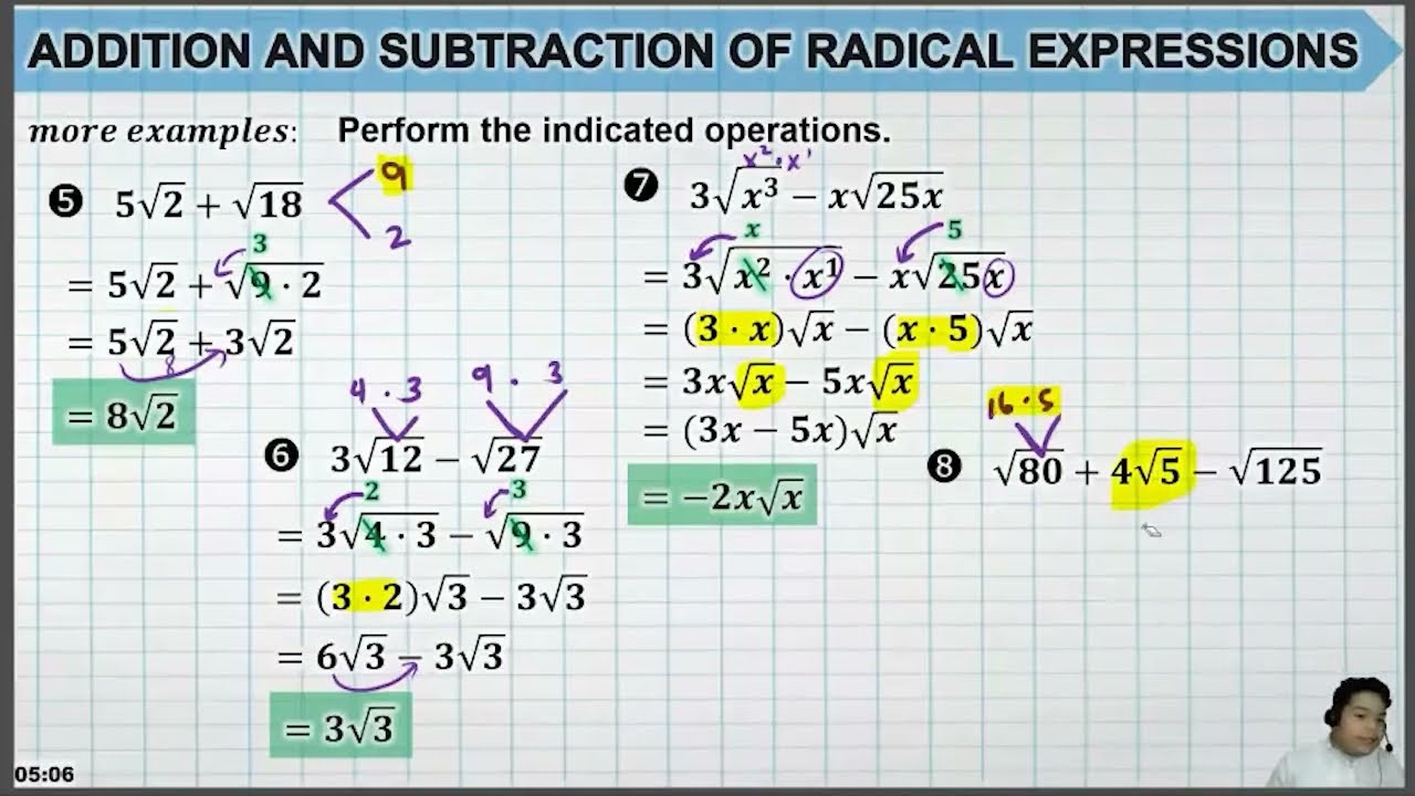 Addition and Subtraction of DISSIMILAR Radicals