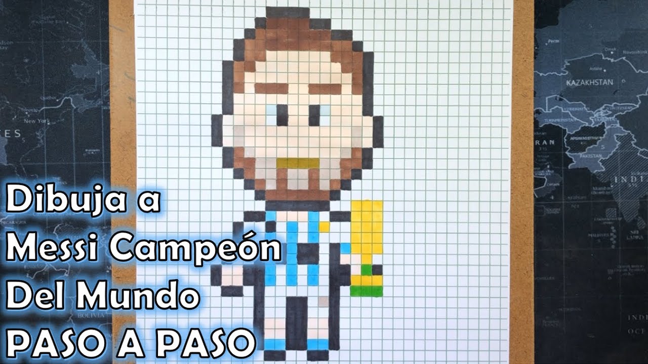 Cómo Dibujar a Messi Campeón en Pixel Art! PASO A PASO