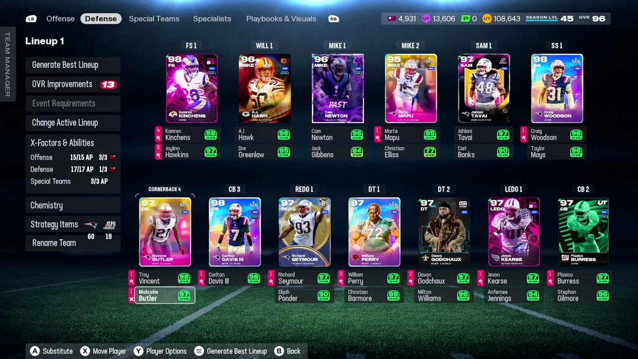 Madden 26 -Season 5 96 overall level 45 New England Patriots Theme Team Superbowl 60/11/19 amazingp1