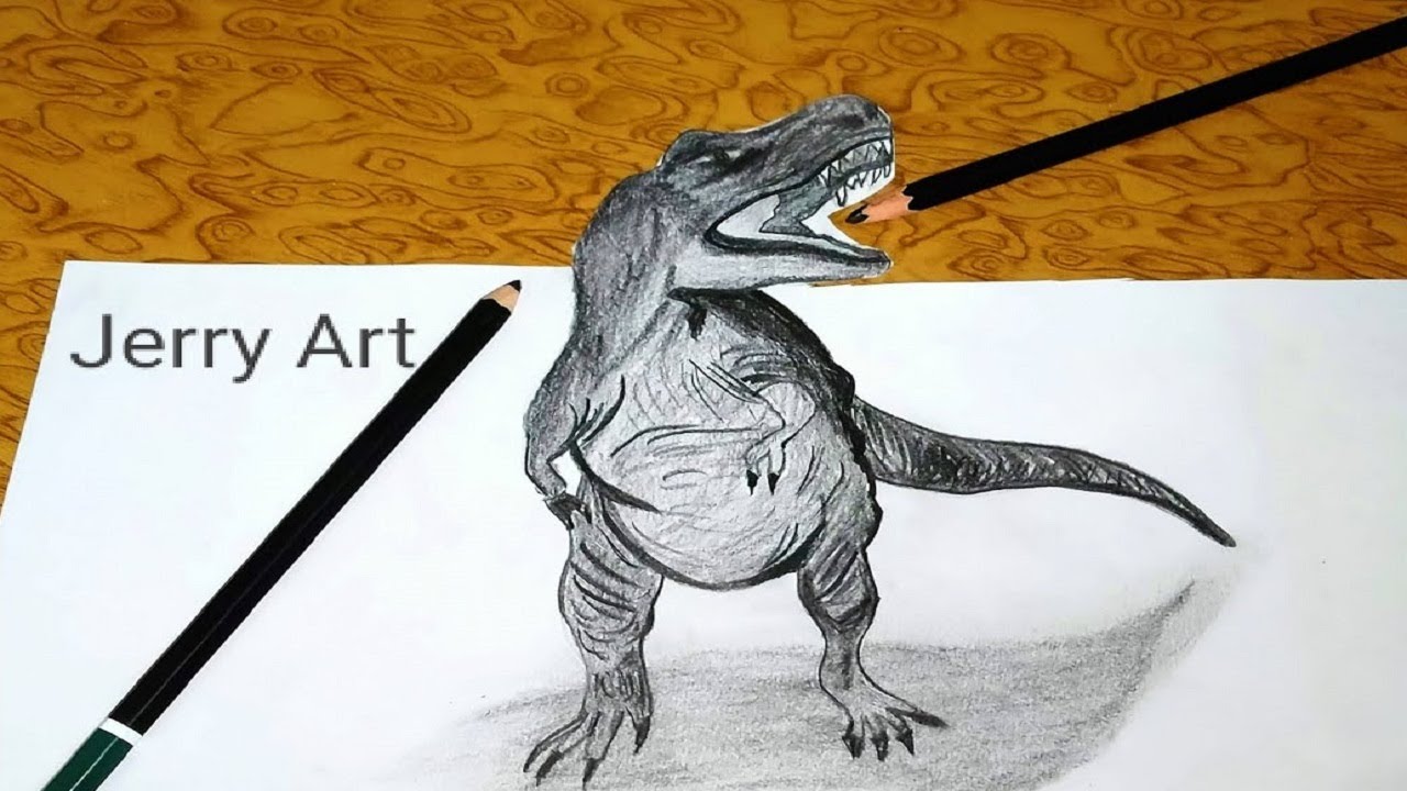 how to draw a dinosaur step by step  /  dinosaur art / как нарисовать динозавра