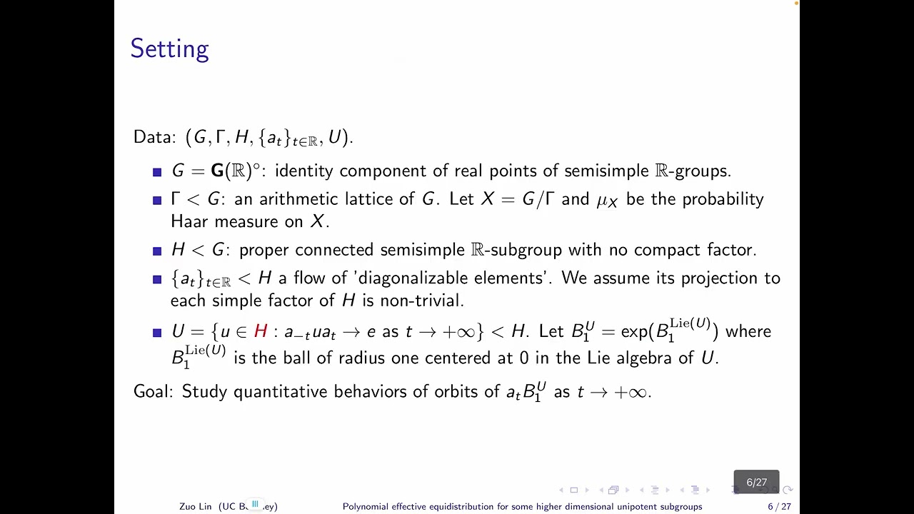 Polynomial effective equidistribution for some higher dimensional unipotent subgroups (Zuo Lin)