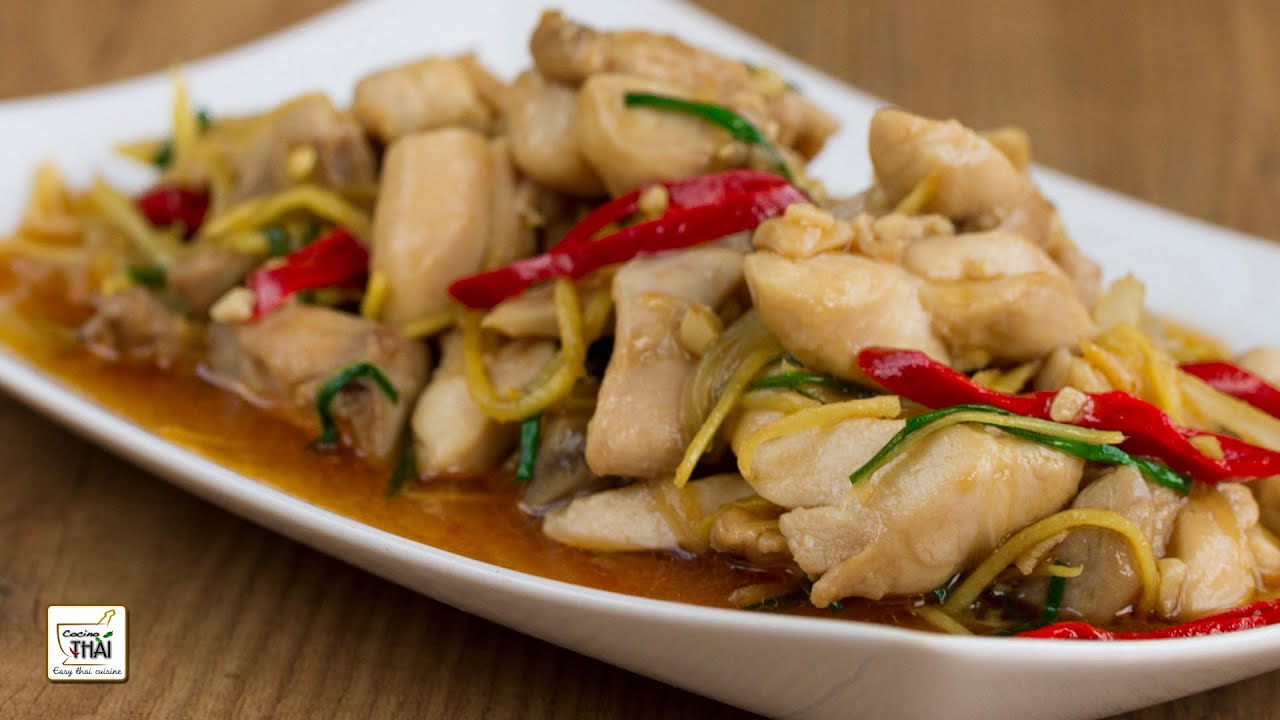 Receta fácil Salteado de pollo con jengibre⎜(ไก่ผัดขิง)
