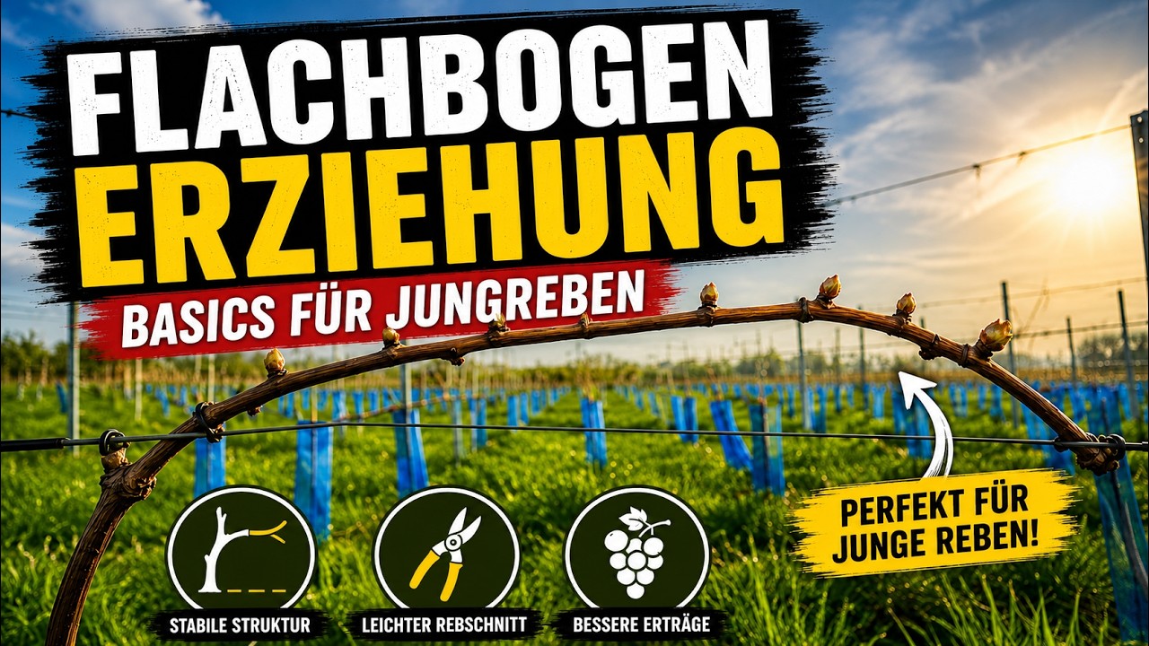Flachbogen Erziehung Basics / Rebschnitt im jungen Weinberg