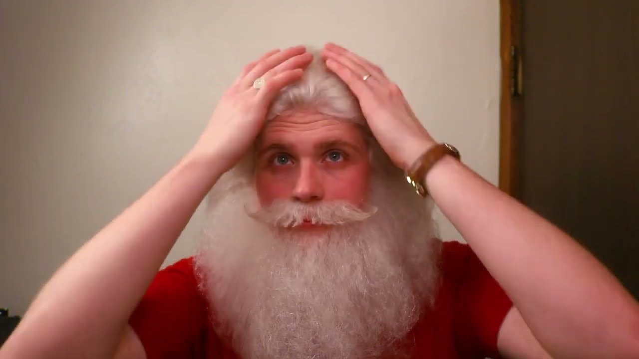 Santa beard and wig put on with wig tape