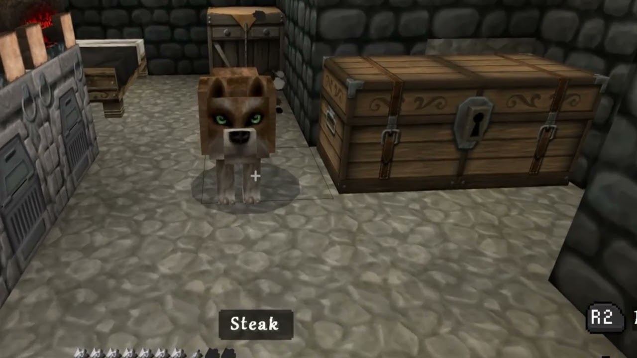 Непонятно, откуда взялась эта собака из Minecraft.