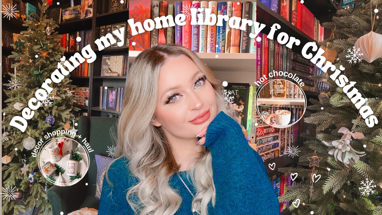 Decorating my home library for christmas!🎄🌨️ christmas decor shopping and haul! Bookmas vlog 💌