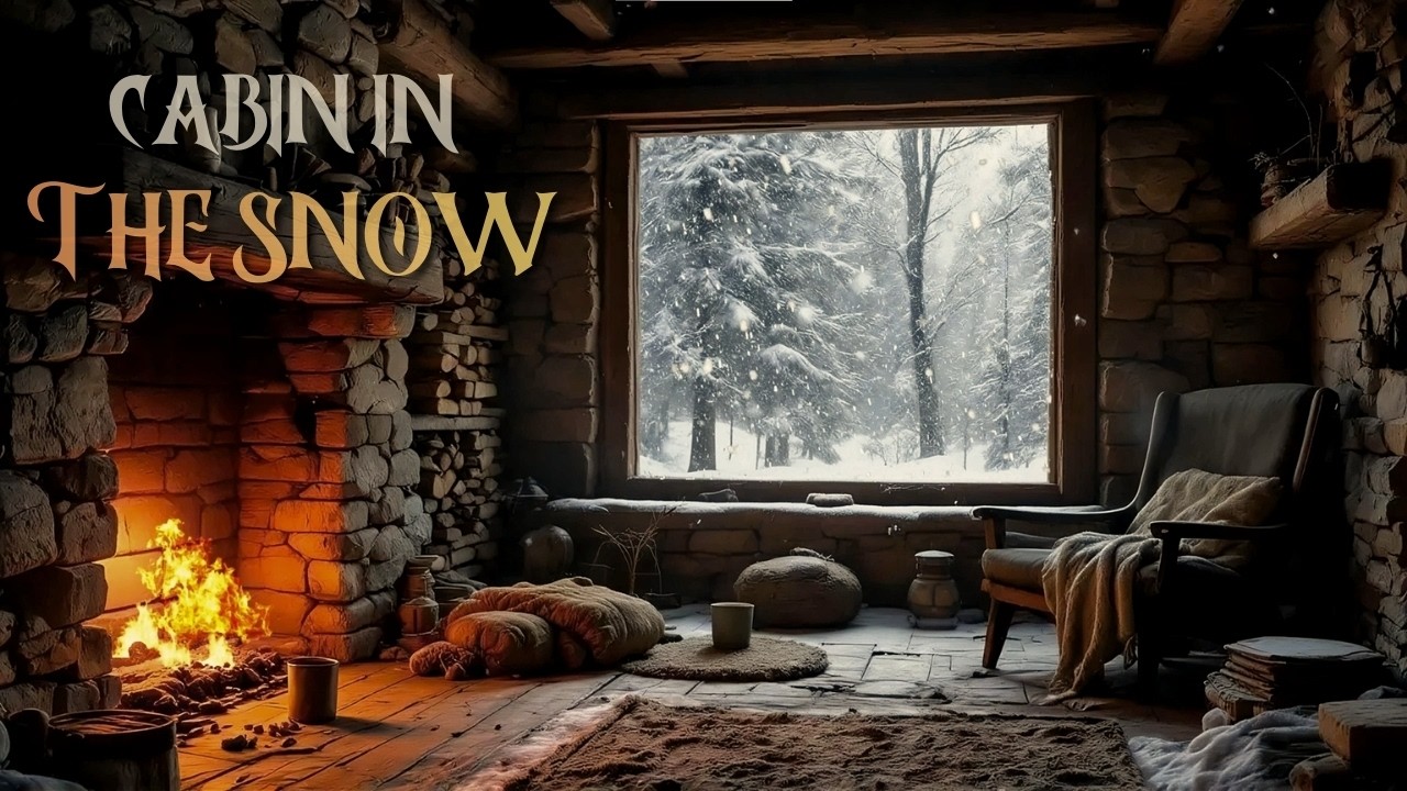 Snowy Cabin Night ❄️ Cozy Fireplace Ambience for Sleep, Relax & Study