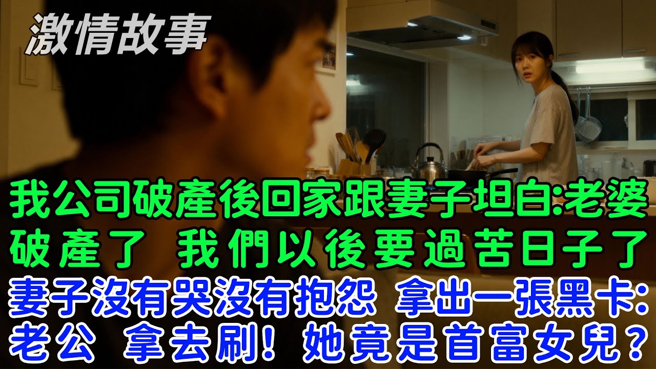 我公司破產後回家跟妻子坦白：老婆，我破產了，我們以後可能要過苦日子了！妻子沒有哭沒有抱怨，拿出一張黑卡：老公，拿去刷！她竟是首富女兒？