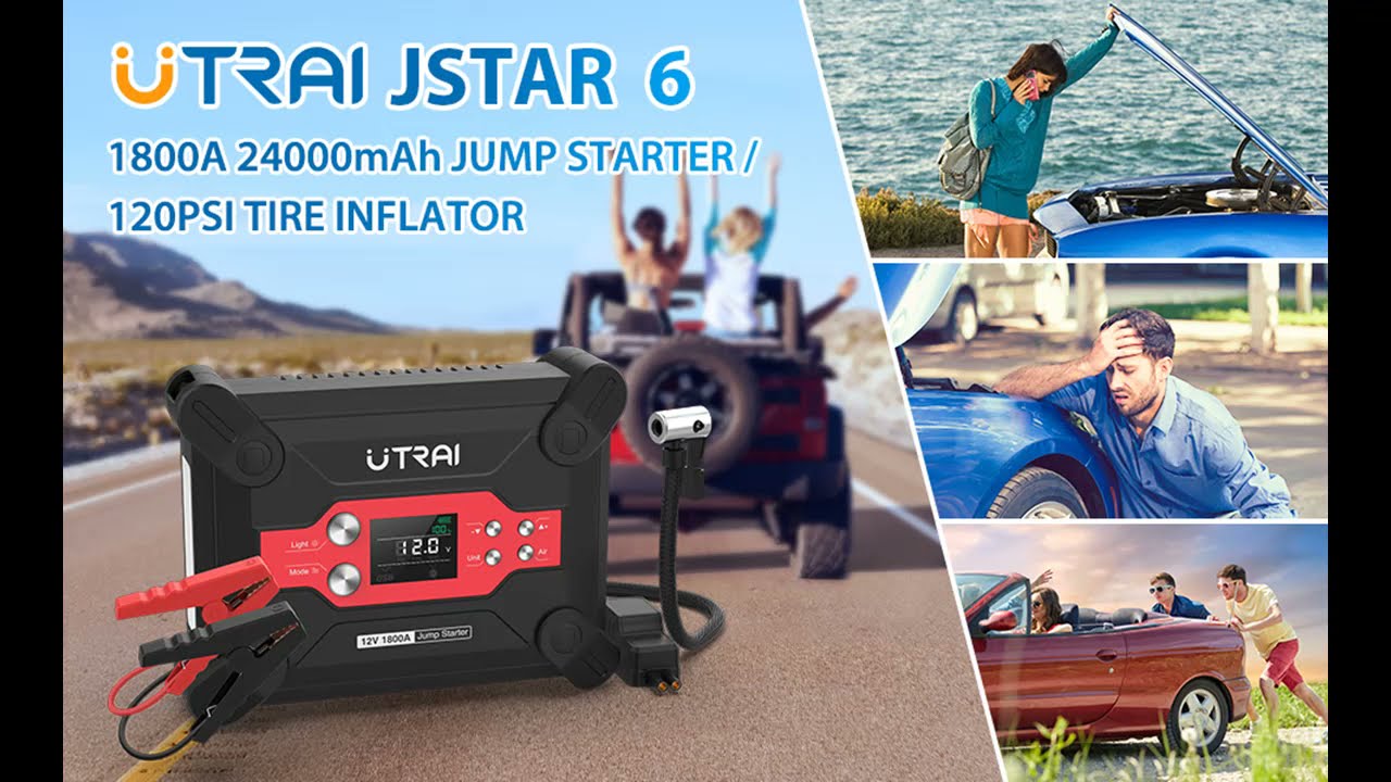 Jump Starter with Air Compressor, UTRAI Jstar 6 120 PSI 1800A 24000mAh(7L Gas 6L Diesel Engine)
