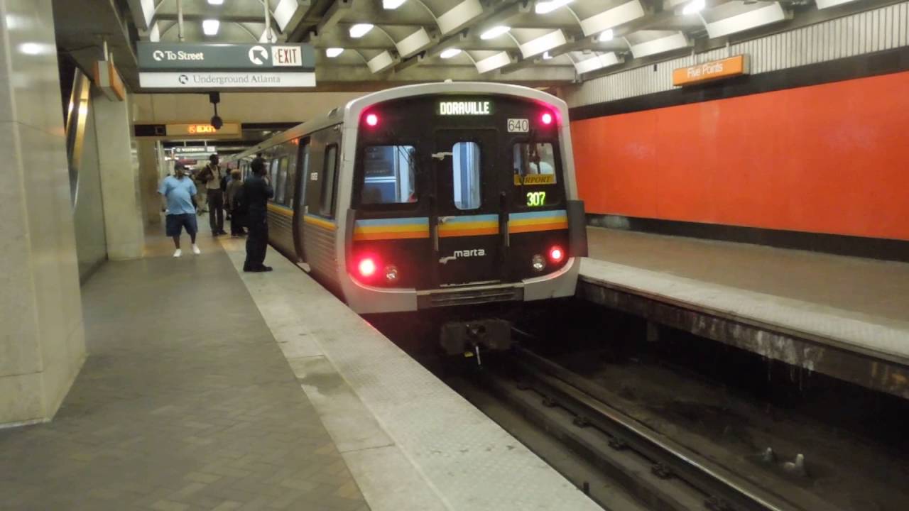 MARTA Red and Gold Line train activity at Five Points