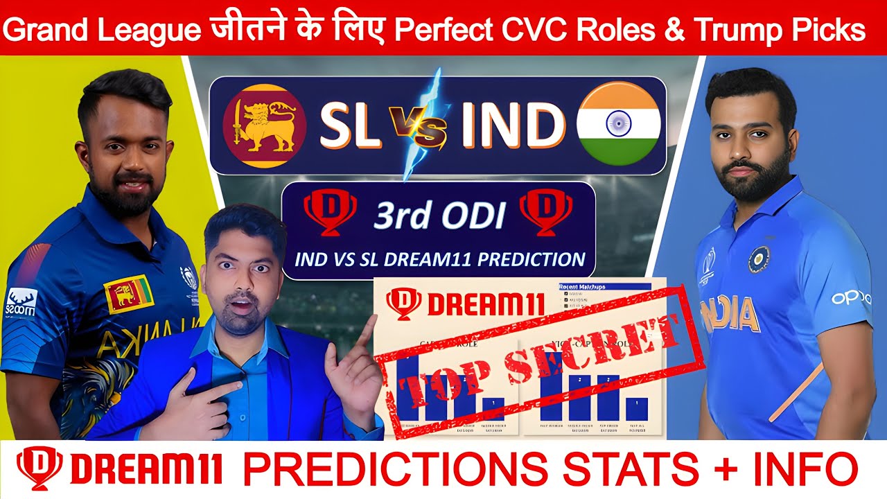 IND Vs SL Dream11 3rd ODI Prediction|SriLanka Vs India Dream11 |IND VS SL 3rd ODI Dream11 Team Today