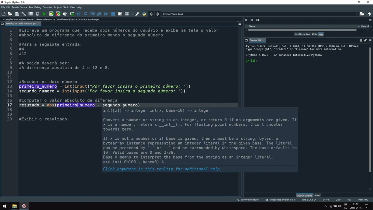 Programa&ccedil;&atilde;o Python &ndash;  Valor Absoluto da Diferen&ccedil;a de Dois N&uacute;meros