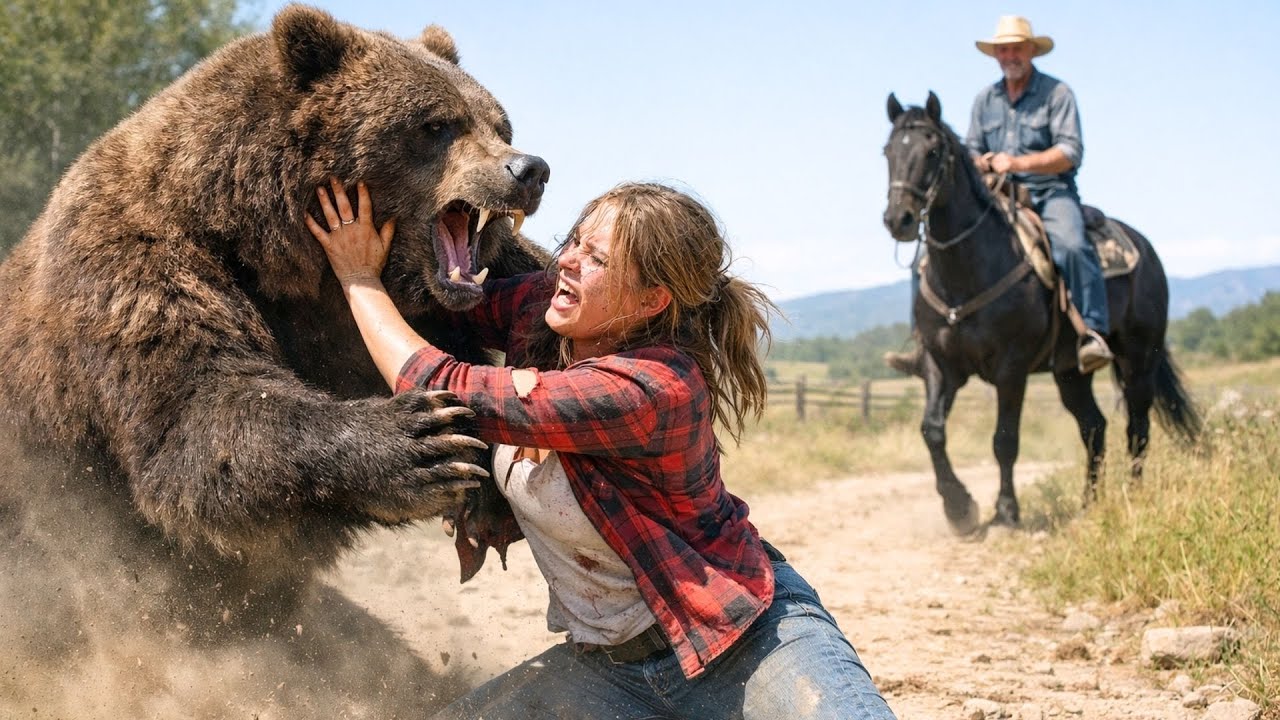 Fazendeiro viúvo vê jovem LUTANDO pela vida contra um URSO…então ele faz isso…