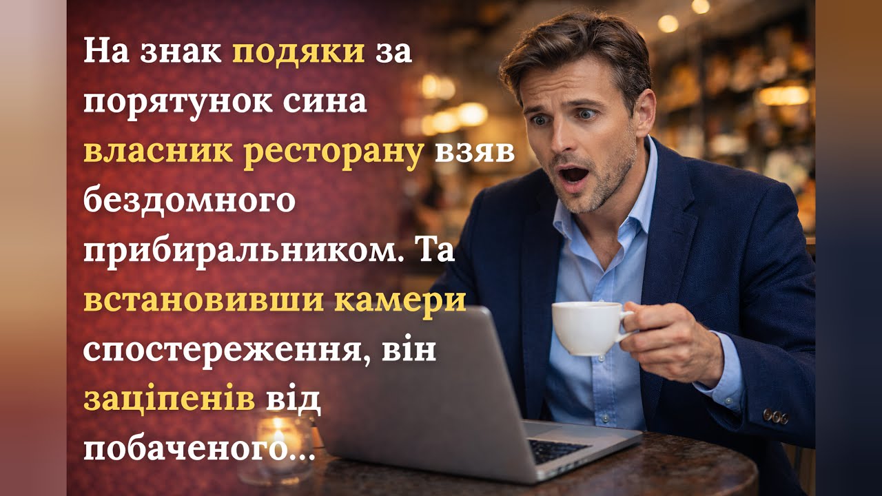 На знак подяки за порятунок сина власник ресторану взяв бездомного прибиральником. Та встановивши...