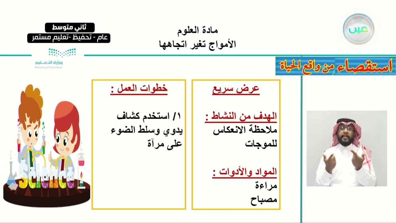 الأمواج تغير اتجاهها - العلوم - ثاني متوسط