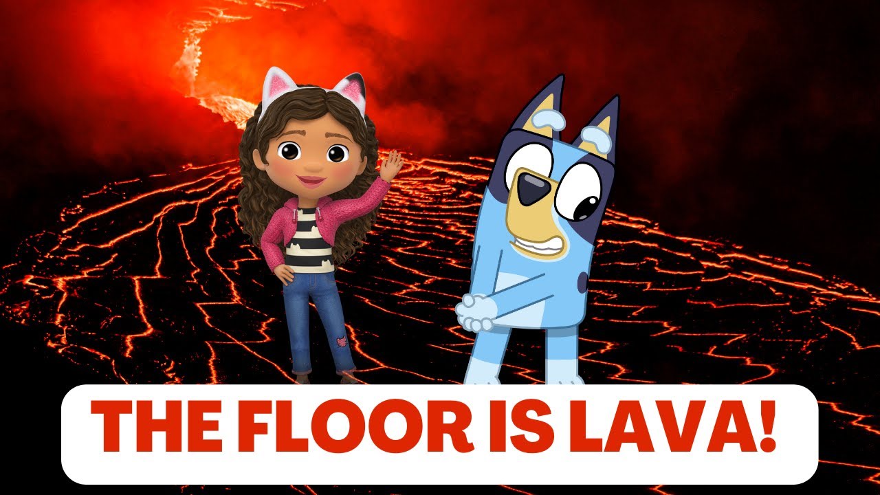 Bluey vs. Gabby's Dollhouse Brain Break! Floor is Lava Dance Workout for Kids!