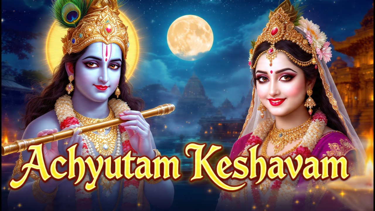 Achyutam Keshavam Krishna Damodaram 🙏 | Powerful Krishna Bhajan | Peaceful Devotional Song