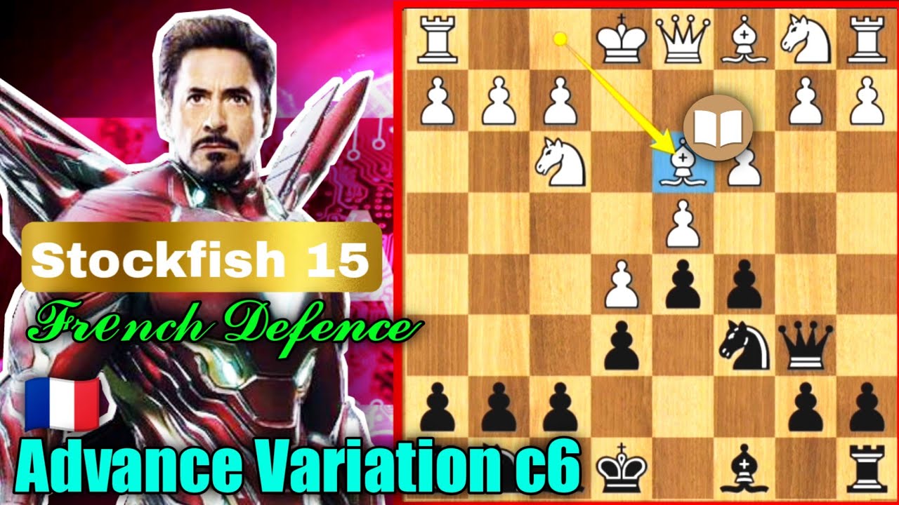Stockfish 15 vs stockfish 15 - French defense advance variation for black | Best chess opening trap