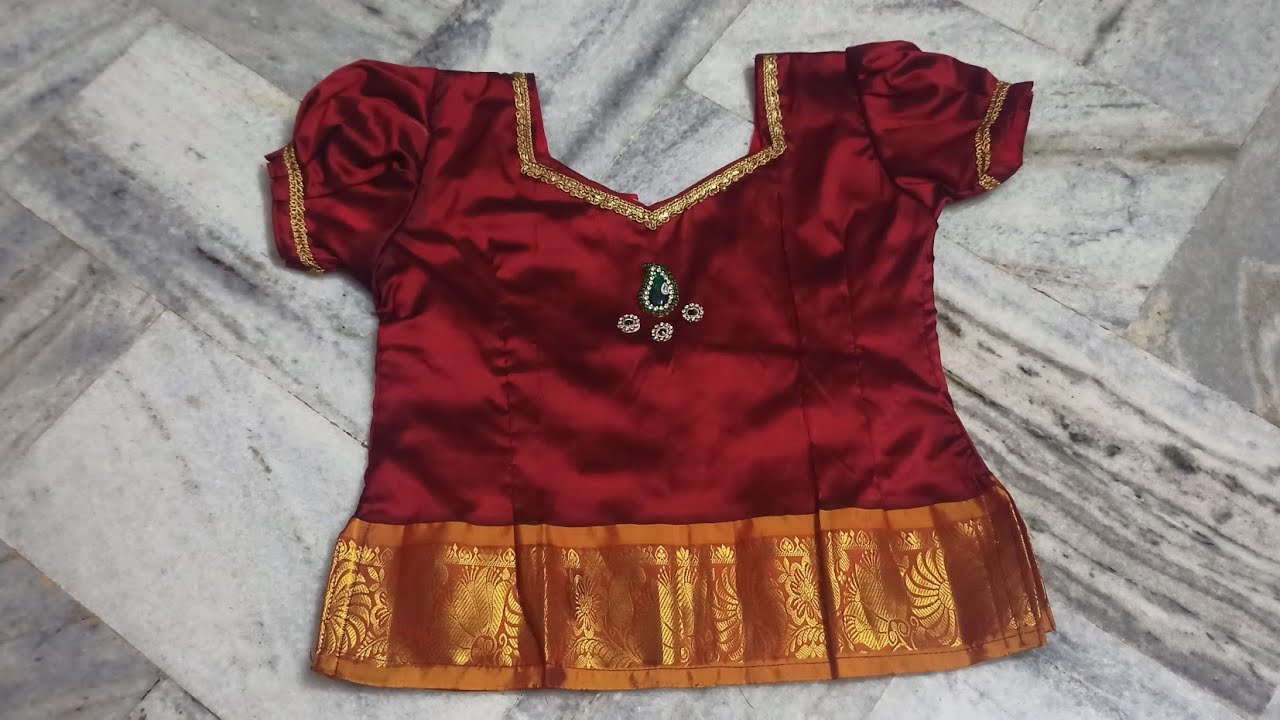 8 years baby full blouse cutting and stitching in telugu..