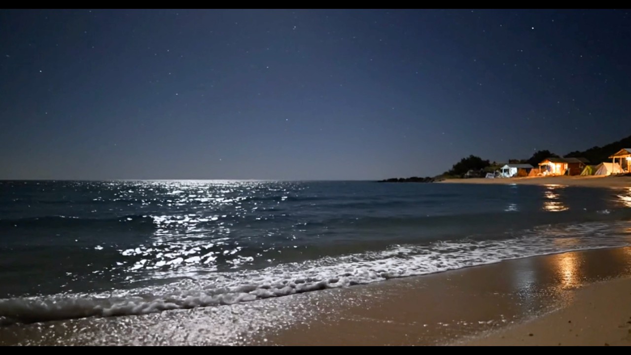 Night Beach Under the Stars | Gentle Waves | 1 Hour | No Music