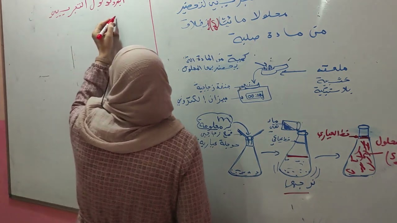 البروتوكول التجريبي لتحضير محلول مائي انطلاقا من مادة صلبة وكذلك لتمديد محلول مائي