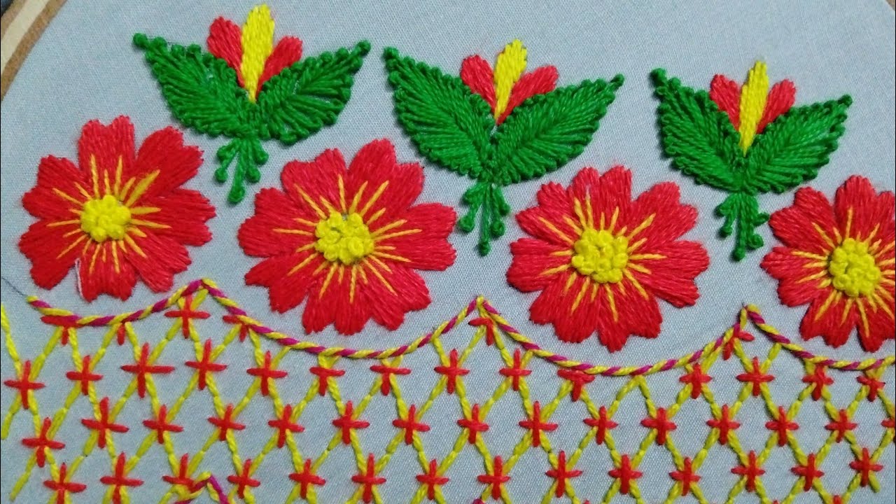 ফুলকারি জামা এবং ওড়নার বর্ডার লাইন ডিজাইন|