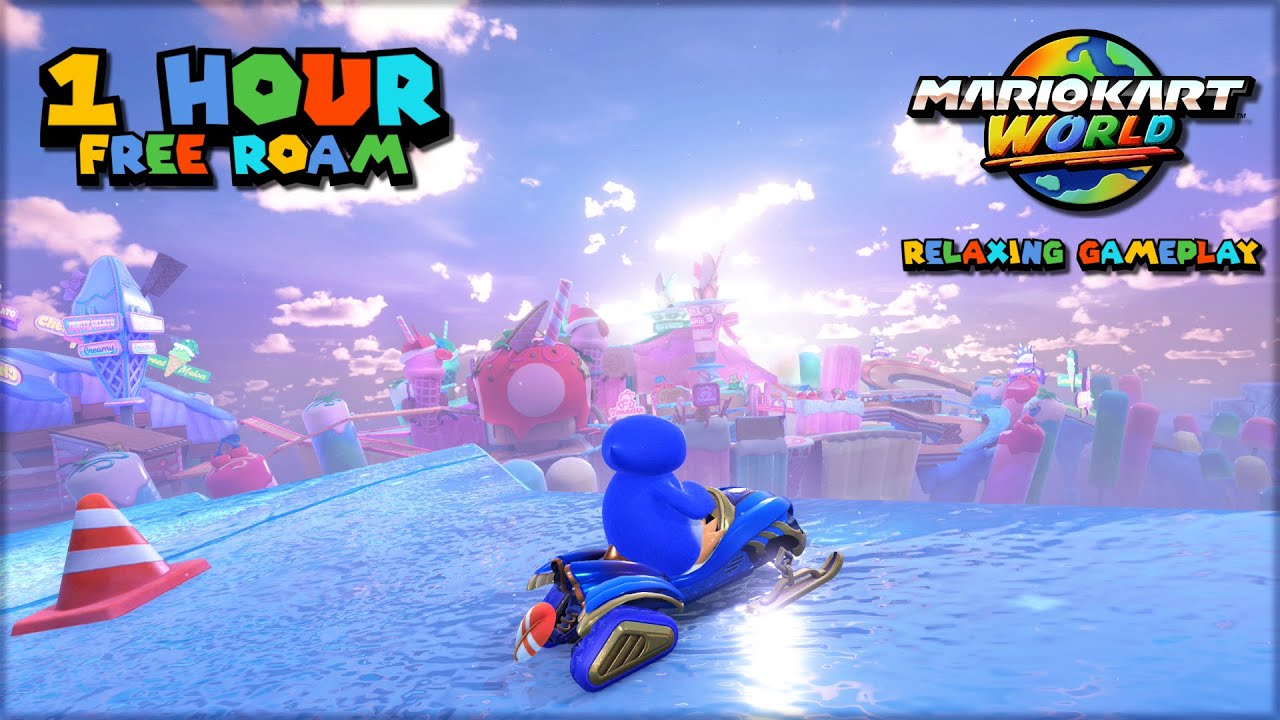 1 Hour of Relaxing Mario Kart World Free Roam Gameplay - Ice Region (No Commentary)