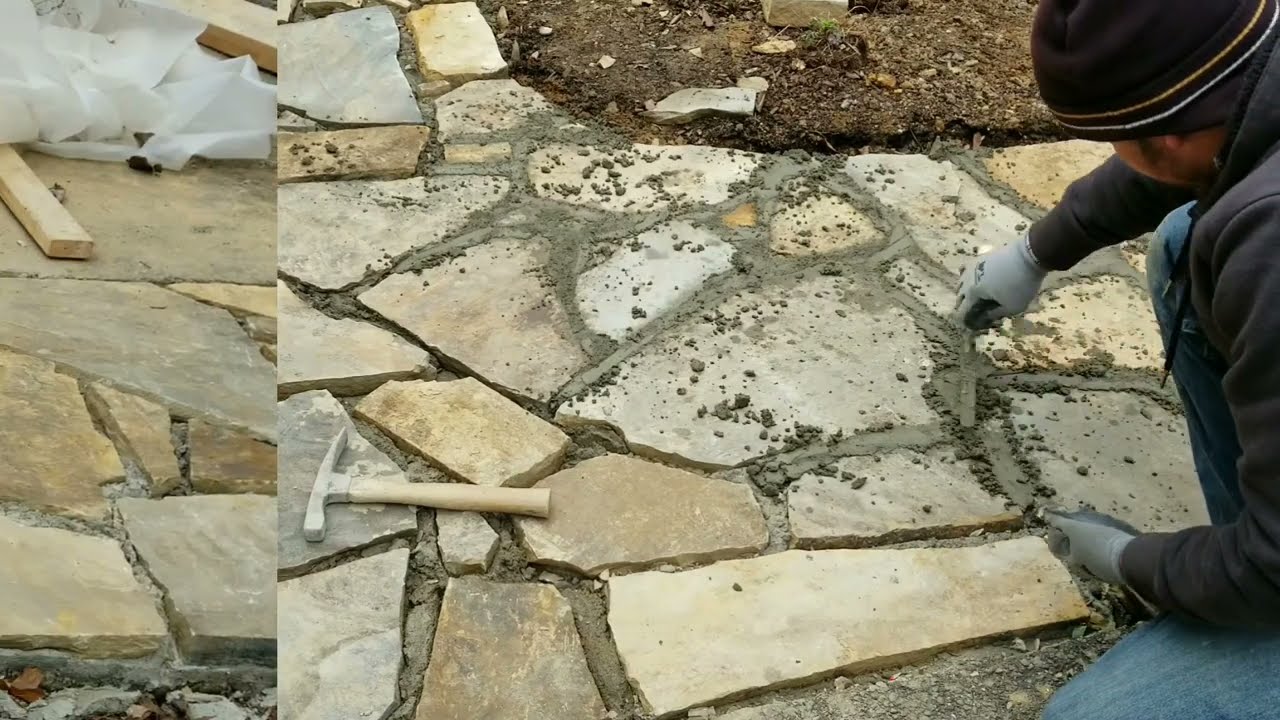 Terminada la banqueta, piedra natural. Asheville NC