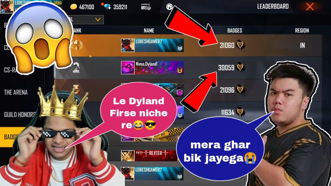 Lokesh Gamer beating Dyland Pro's Again😱😍 | Lokesh Badge Global Top😍 #shorts #freefire #lokeshgamer
