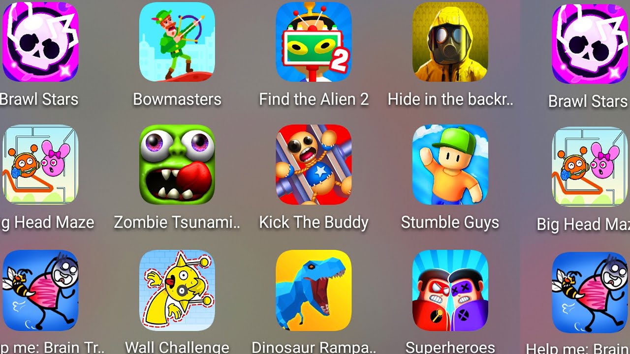 Bowmasters,Big Head Maze,Stumble Guys,Hide In The Backrooms,Find The Alien 2,Zombie Tsunami.........