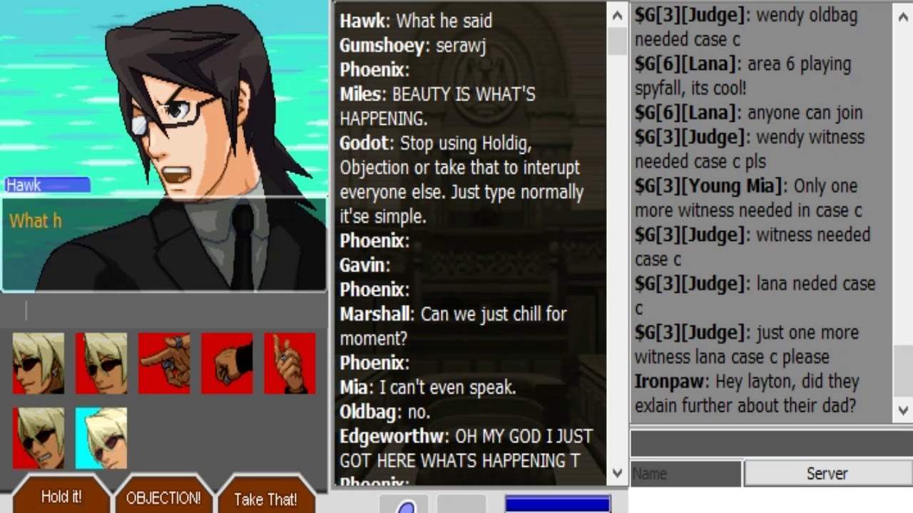 A normal staring contest in Attorney Online