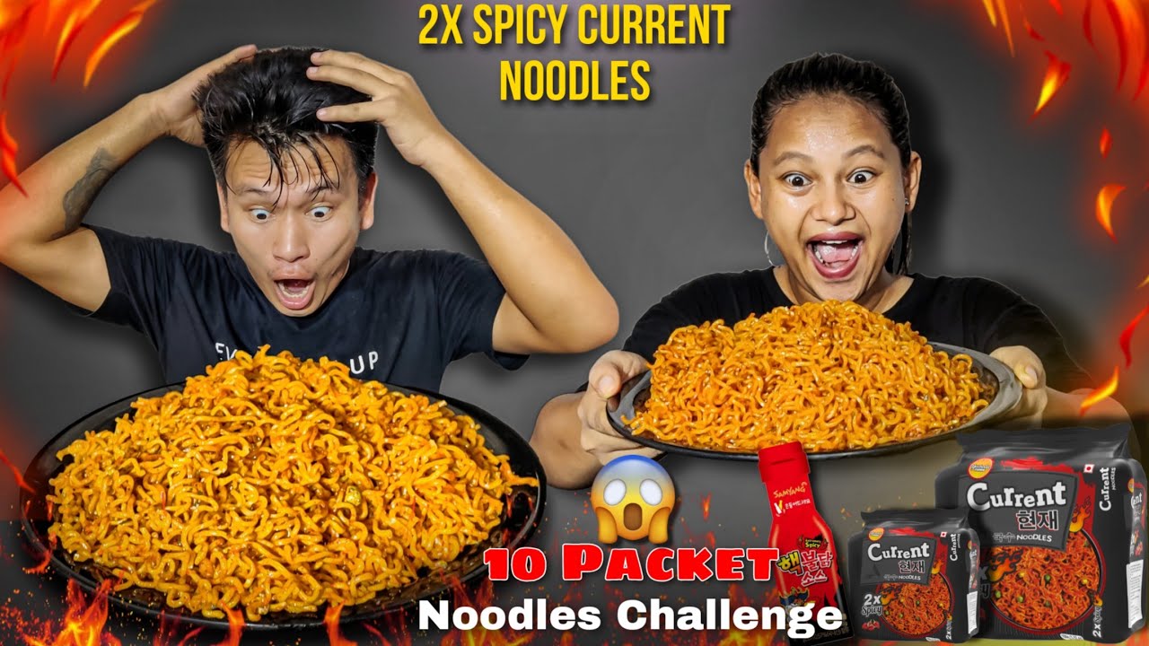 10 Packets CURRENT Noodles Challenge 😧 || 2x Spicy 🥵 Noodles || 5 Minutes Challenge || TIKA SUMAN