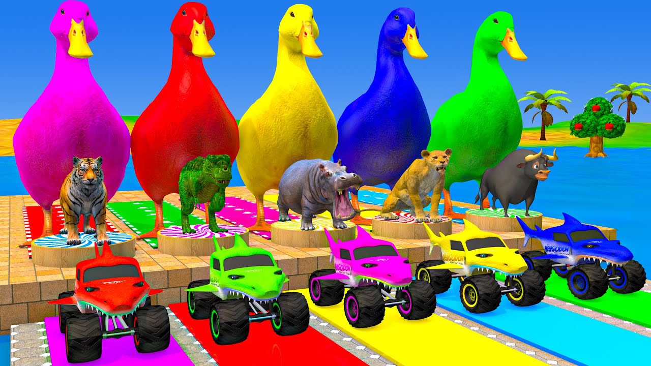 Long Slide Game With Cow Elephant Gorilla Hippopotamus Tiger 3d Animal Game Funny 3d Animals