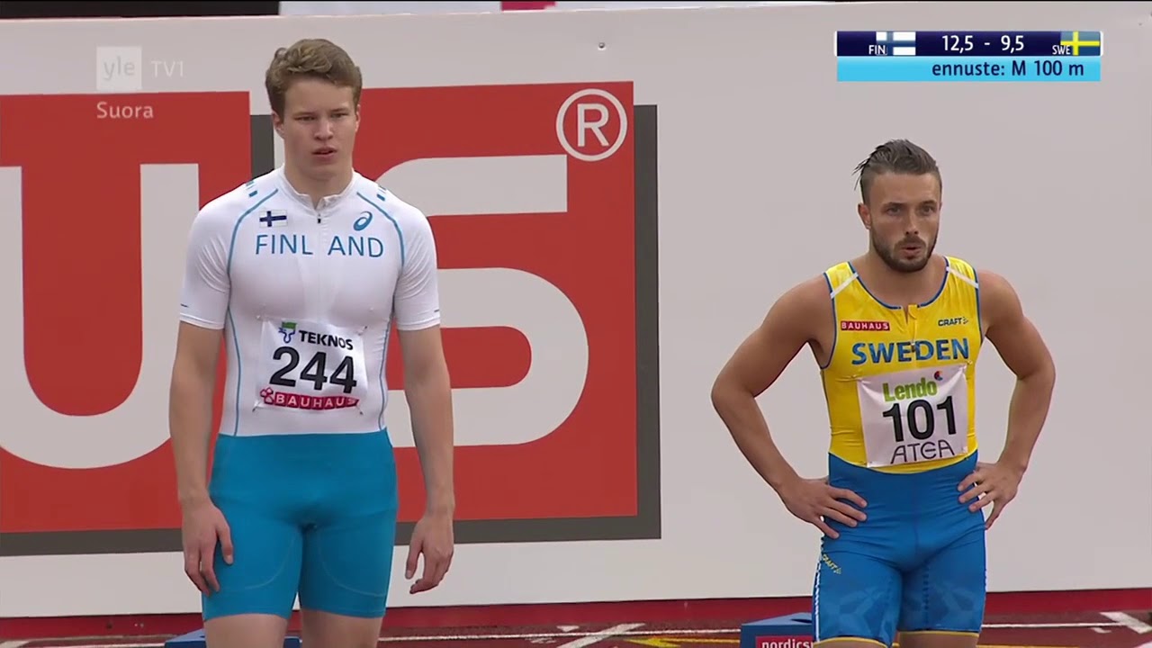 Miehet 100m - Yleisurheilun Suomi Ruotsi Maaottelu 2017