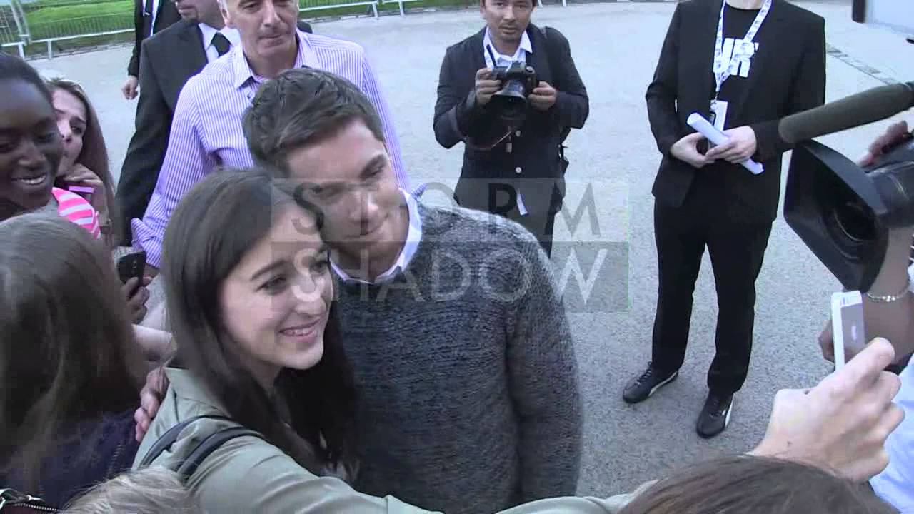 Logan Lerman greets fans at Fury Photocall in Paris