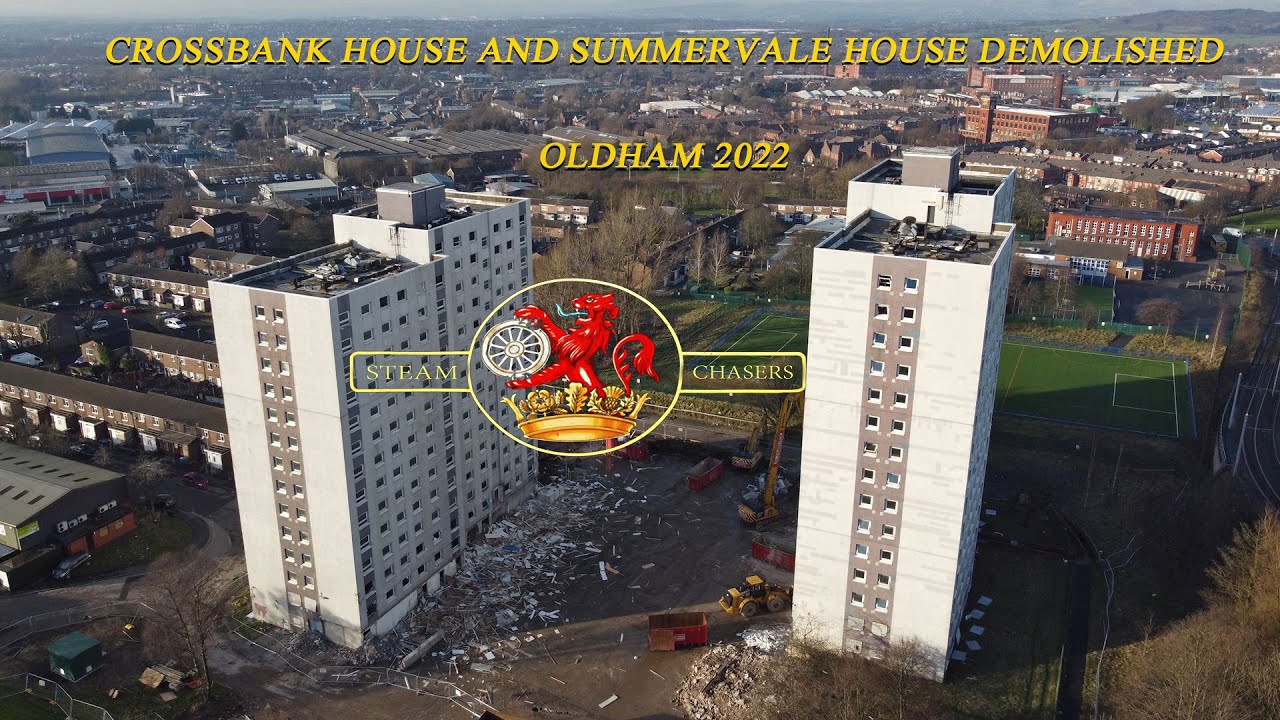 Oldham Flats Demolition February 2022 4k Crossbank House and Summervale House