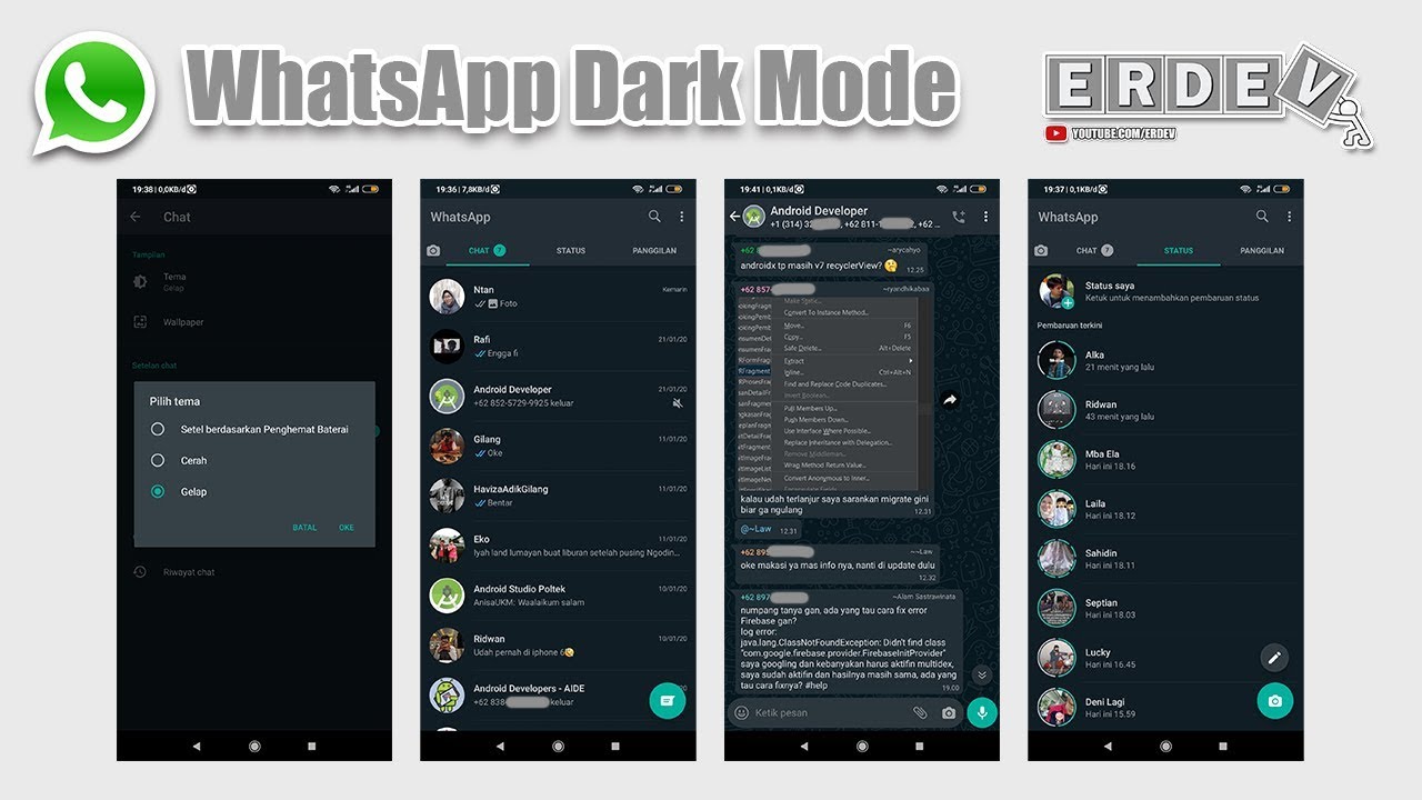 Fitur Tema Dark Mode WhatsApp Official untuk HP Android - Keren Cuy!