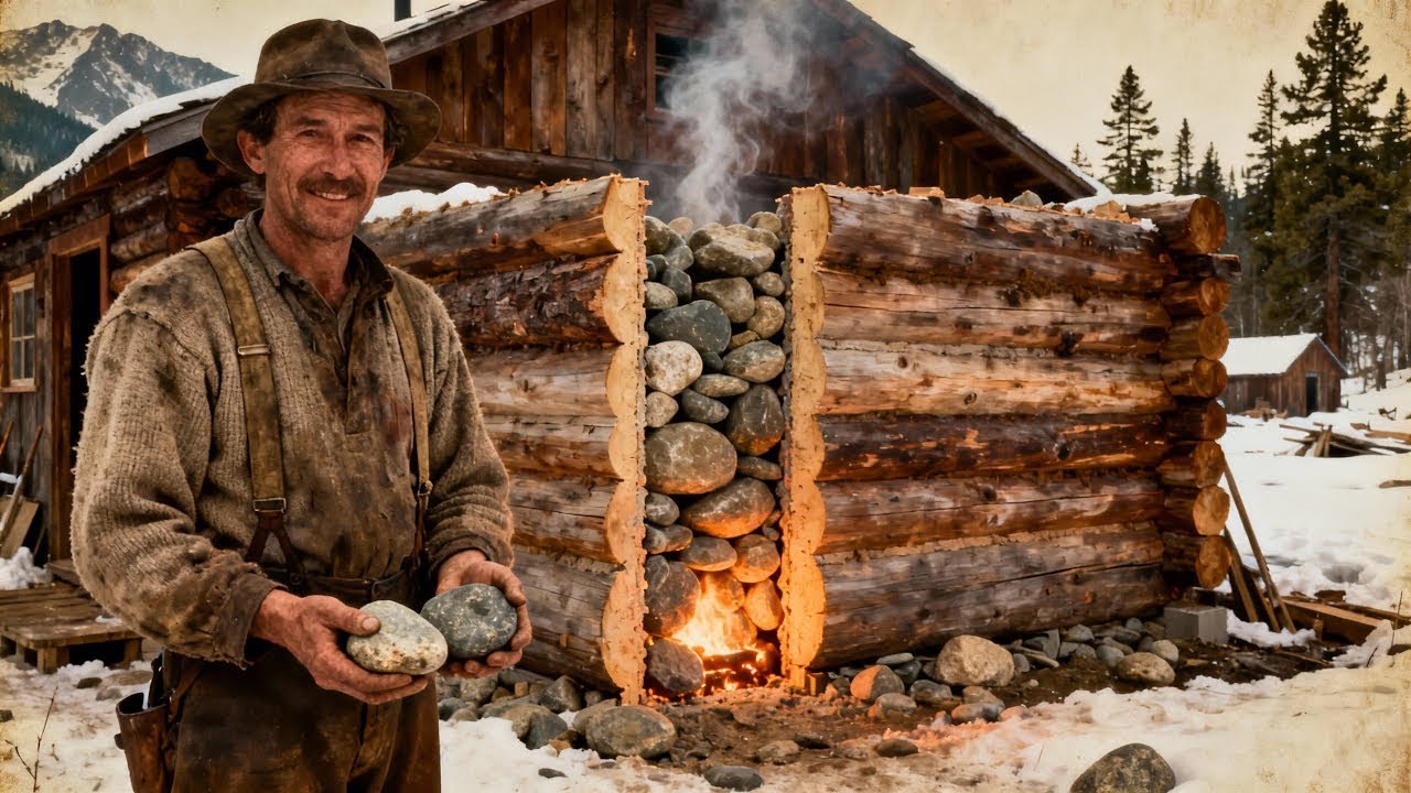 Neighbors Laughed When He Built Two Log Walls And Filled The Gap With Stones—Until It Held All Heat