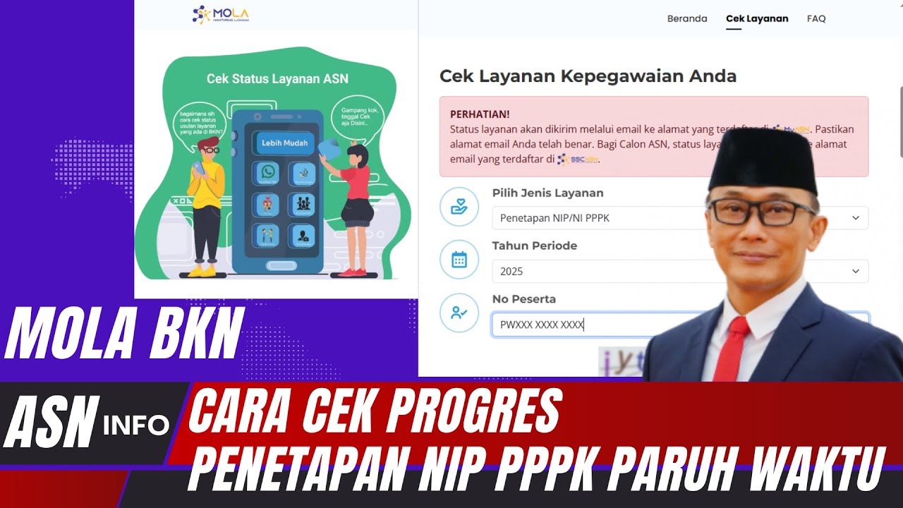 🔴TUTORIAL CEK PROGRES PENETAPAN NIP ASN PPPK PARUH WAKTU MELALUI MOLA BKN | ASN INFO